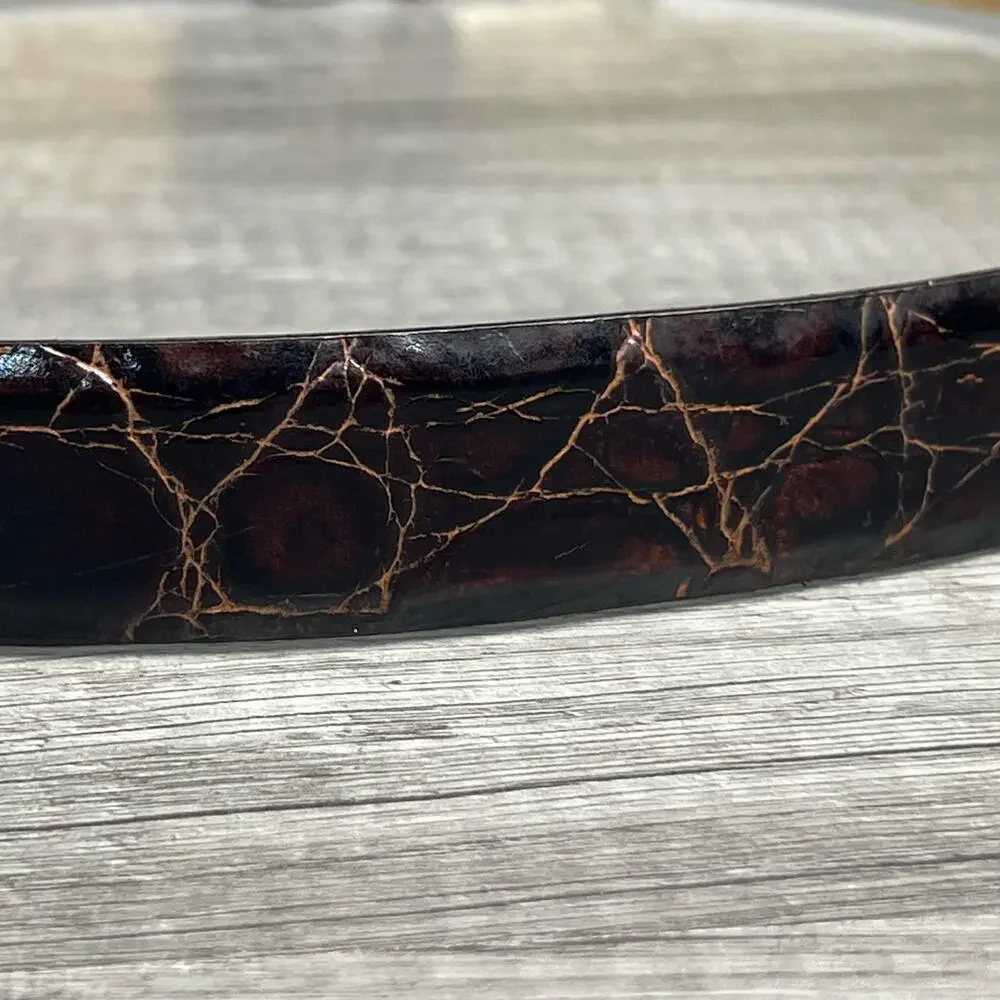 Anne Klein Crocodile Print Italian Leather Belt Old Money Aesthetic